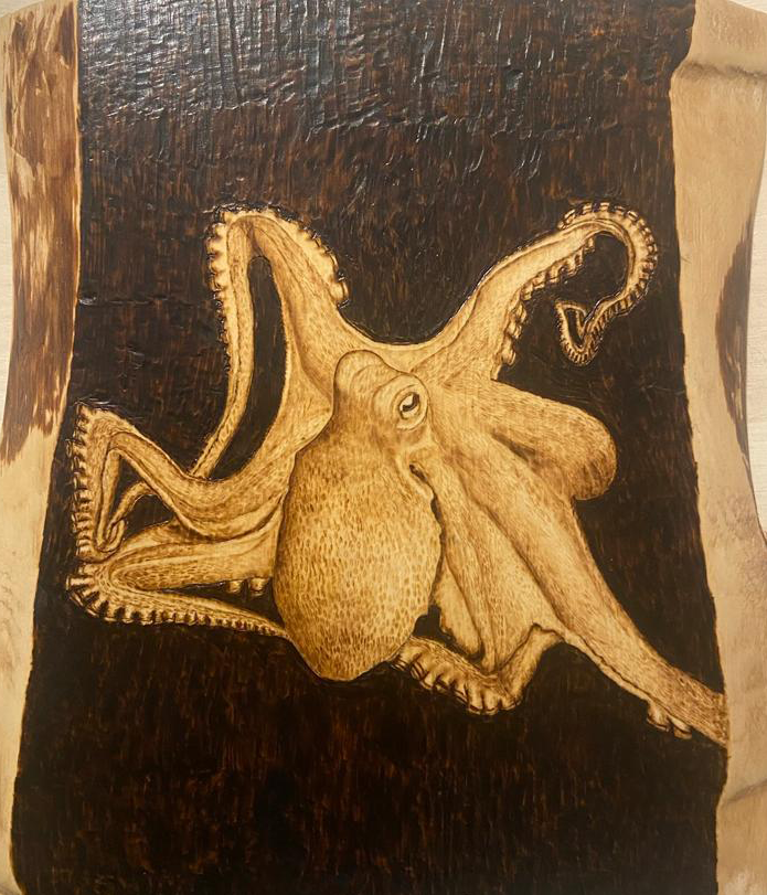 Custom wood burning pet portrait – handcrafted pyrography art on wood.